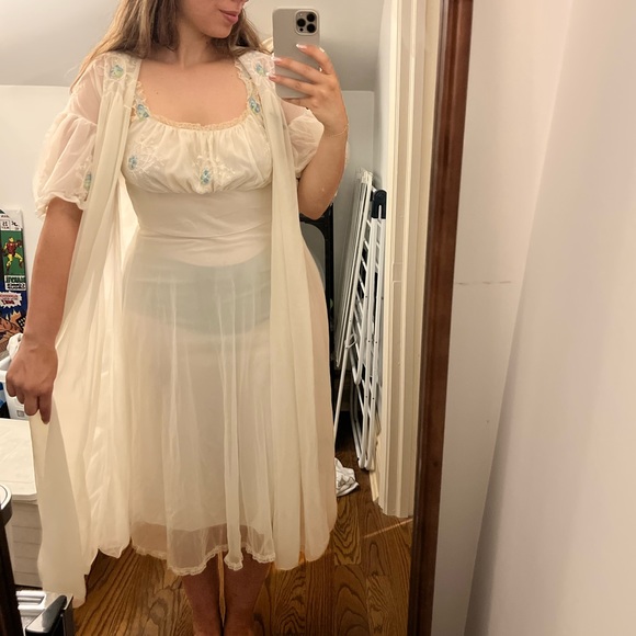 Rare 1950s Harvey Woods Nylon nightgown 2 pcs set - Picture 15 of 15